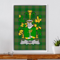 Irish Fay or O'Fee Coat of Arms Family Crest Ireland Framed Canvas Print Irish National Tartan
