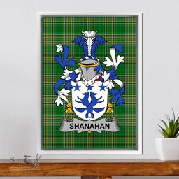 Irish Shanahan or O'Shanahan Coat of Arms Family Crest Ireland Framed Canvas Print Irish National Tartan