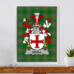 Irish Udall Coat of Arms Family Crest Ireland Framed Canvas Print Irish National Tartan