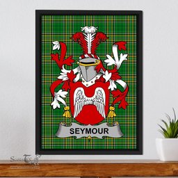 Irish Seymour Coat of Arms Family Crest Ireland Framed Canvas Print Irish National Tartan