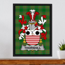 Irish Thornhill Coat of Arms Family Crest Ireland Framed Canvas Print Irish National Tartan