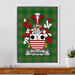 Irish Thornhill Coat of Arms Family Crest Ireland Framed Canvas Print Irish National Tartan