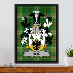 Irish Reid Coat of Arms Family Crest Ireland Framed Canvas Print Irish National Tartan