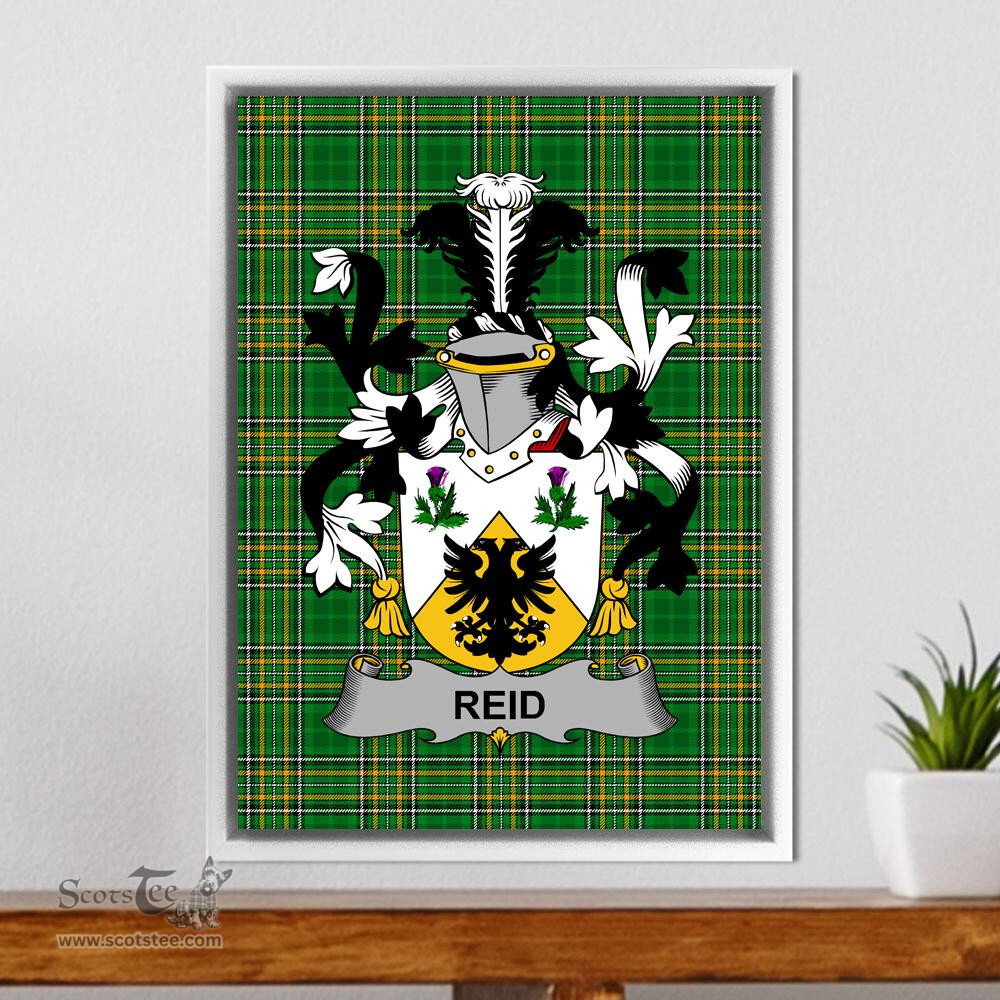 Irish Reid Coat of Arms Family Crest Ireland Framed Canvas Print Irish National Tartan
