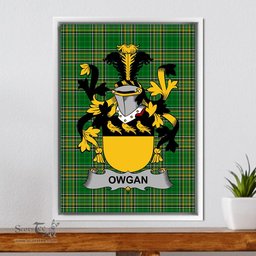 Irish Owgan Coat of Arms Family Crest Ireland Framed Canvas Print Irish National Tartan