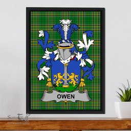 Irish Owen Coat of Arms Family Crest Ireland Framed Canvas Print Irish National Tartan
