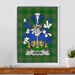 Irish Owen Coat of Arms Family Crest Ireland Framed Canvas Print Irish National Tartan