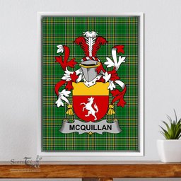 Irish Quillan or McQuillan Coat of Arms Family Crest Ireland Framed Canvas Print Irish National Tartan