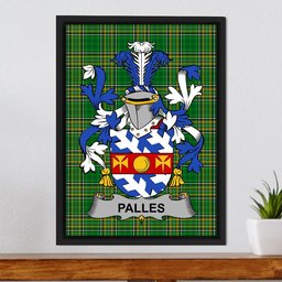 Irish Palles Coat of Arms Family Crest Ireland Framed Canvas Print Irish National Tartan