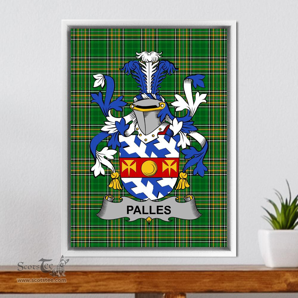 Irish Palles Coat of Arms Family Crest Ireland Framed Canvas Print Irish National Tartan