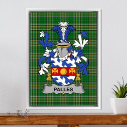 Irish Palles Coat of Arms Family Crest Ireland Framed Canvas Print Irish National Tartan