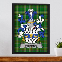 Irish Reader Coat of Arms Family Crest Ireland Framed Canvas Print Irish National Tartan
