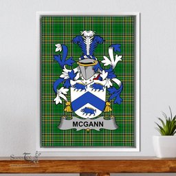 Irish McGann or Magan Coat of Arms Family Crest Ireland Framed Canvas Print Irish National Tartan