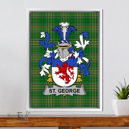 Irish St. George Coat of Arms Family Crest Ireland Framed Canvas Print Irish National Tartan