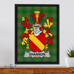 Irish Shannon Coat of Arms Family Crest Ireland Framed Canvas Print Irish National Tartan