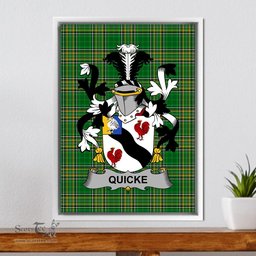 Irish Quicke Coat of Arms Family Crest Ireland Framed Canvas Print Irish National Tartan