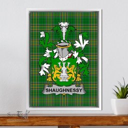 Irish Shaughnessy or O'Shaughnessy Coat of Arms Family Crest Ireland Framed Canvas Print Irish National Tartan
