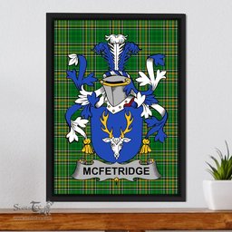 Irish McFetridge Coat of Arms Family Crest Ireland Framed Canvas Print Irish National Tartan