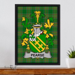 Irish Pearse Coat of Arms Family Crest Ireland Framed Canvas Print Irish National Tartan