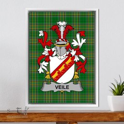 Irish Veile or Veale Coat of Arms Family Crest Ireland Framed Canvas Print Irish National Tartan