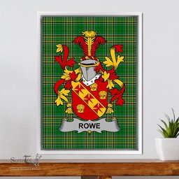 Irish Rowe Coat of Arms Family Crest Ireland Framed Canvas Print Irish National Tartan