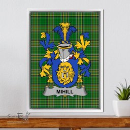 Irish Mihill Coat of Arms Family Crest Ireland Framed Canvas Print Irish National Tartan