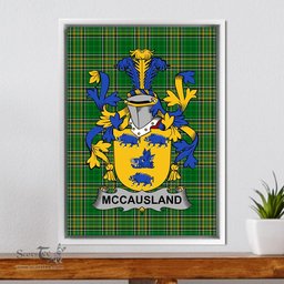 Irish McCausland Coat of Arms Family Crest Ireland Framed Canvas Print Irish National Tartan