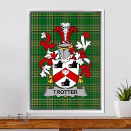Irish Trotter Coat of Arms Family Crest Ireland Framed Canvas Print Irish National Tartan