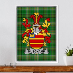 Irish Muschamp Coat of Arms Family Crest Ireland Framed Canvas Print Irish National Tartan