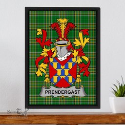 Irish Prendergast Coat of Arms Family Crest Ireland Framed Canvas Print Irish National Tartan