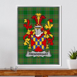 Irish Prendergast Coat of Arms Family Crest Ireland Framed Canvas Print Irish National Tartan