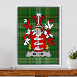 Irish Roche Coat of Arms Family Crest Ireland Framed Canvas Print Irish National Tartan