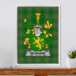 Irish Shane or McShane Coat of Arms Family Crest Ireland Framed Canvas Print Irish National Tartan
