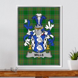 Irish Mills Coat of Arms Family Crest Ireland Framed Canvas Print Irish National Tartan