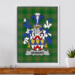 Irish Seward Coat of Arms Family Crest Ireland Framed Canvas Print Irish National Tartan