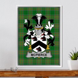 Irish McPierce or Pierce Coat of Arms Family Crest Ireland Framed Canvas Print Irish National Tartan
