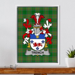 Irish Trench Coat of Arms Family Crest Ireland Framed Canvas Print Irish National Tartan