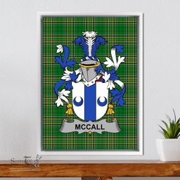 Irish McCall Coat of Arms Family Crest Ireland Framed Canvas Print Irish National Tartan