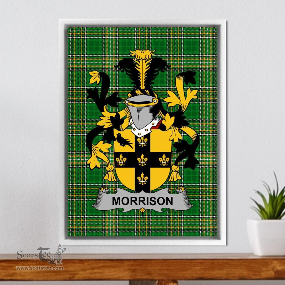Irish Morrison Coat of Arms Family Crest Ireland Framed Canvas Print Irish National Tartan