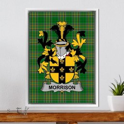 Irish Morrison Coat of Arms Family Crest Ireland Framed Canvas Print Irish National Tartan