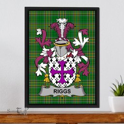 Irish Riggs Coat of Arms Family Crest Ireland Framed Canvas Print Irish National Tartan