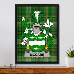 Irish McCabe Coat of Arms Family Crest Ireland Framed Canvas Print Irish National Tartan