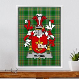 Irish Mohun or Mohan Coat of Arms Family Crest Ireland Framed Canvas Print Irish National Tartan