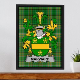 Irish Marward Coat of Arms Family Crest Ireland Framed Canvas Print Irish National Tartan