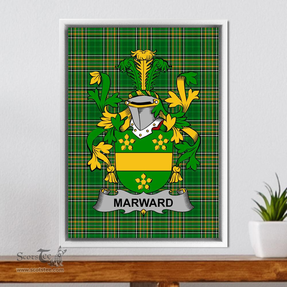 Irish Marward Coat of Arms Family Crest Ireland Framed Canvas Print Irish National Tartan