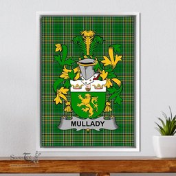 Irish Mullady or O'Mullady Coat of Arms Family Crest Ireland Framed Canvas Print Irish National Tartan