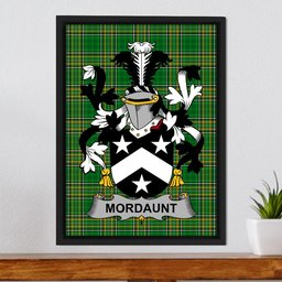 Irish Mordaunt Coat of Arms Family Crest Ireland Framed Canvas Print Irish National Tartan