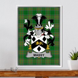 Irish Massy or Massey Coat of Arms Family Crest Ireland Framed Canvas Print Irish National Tartan