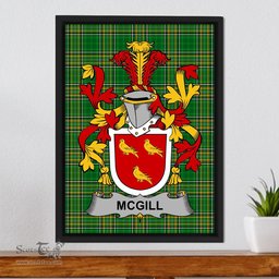 Irish McGill Coat of Arms Family Crest Ireland Framed Canvas Print Irish National Tartan