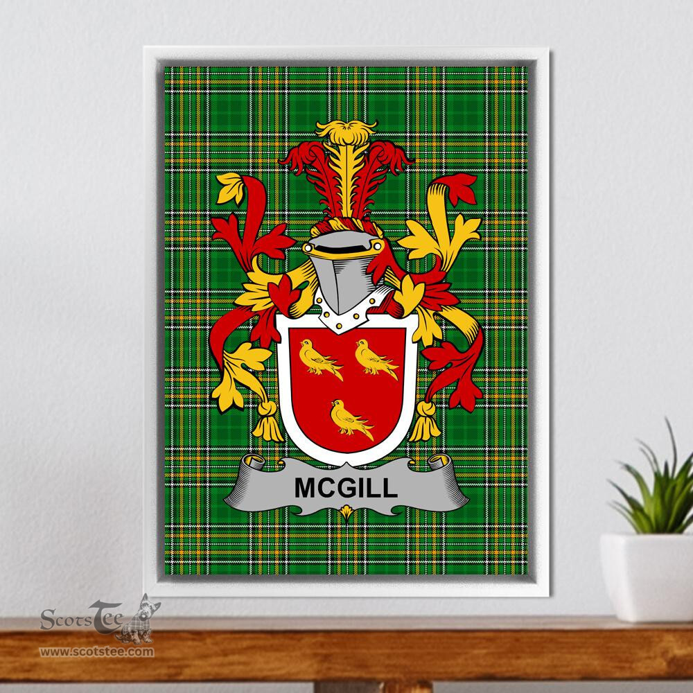 Irish McGill Coat of Arms Family Crest Ireland Framed Canvas Print Irish National Tartan